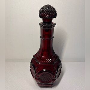 Avon CAPE COD Deep Red Glass Decanter with Stopper. Vintage
